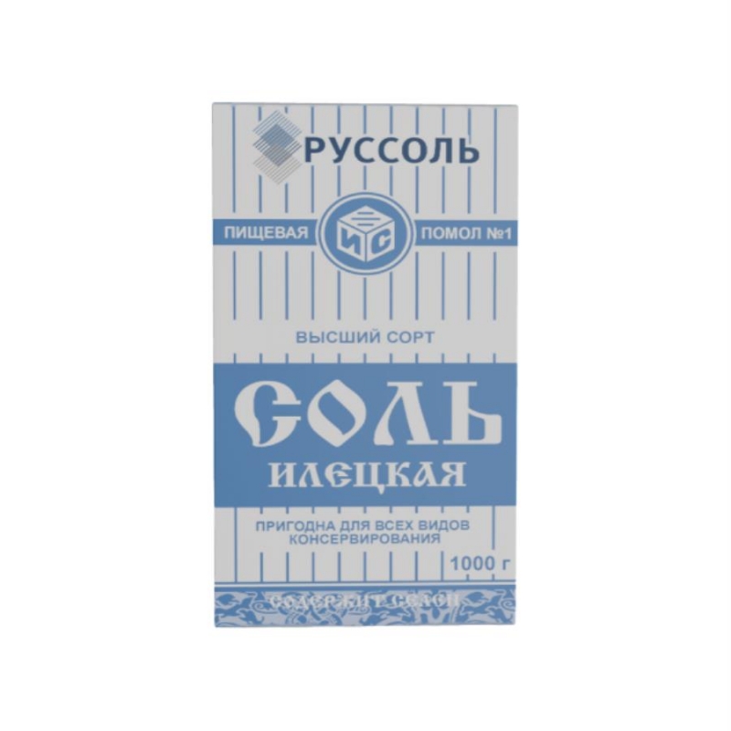 Cоль пищевaя, выcшегo copтa, фacoвaннaя в кaртoнную пaчкy по 1 кг